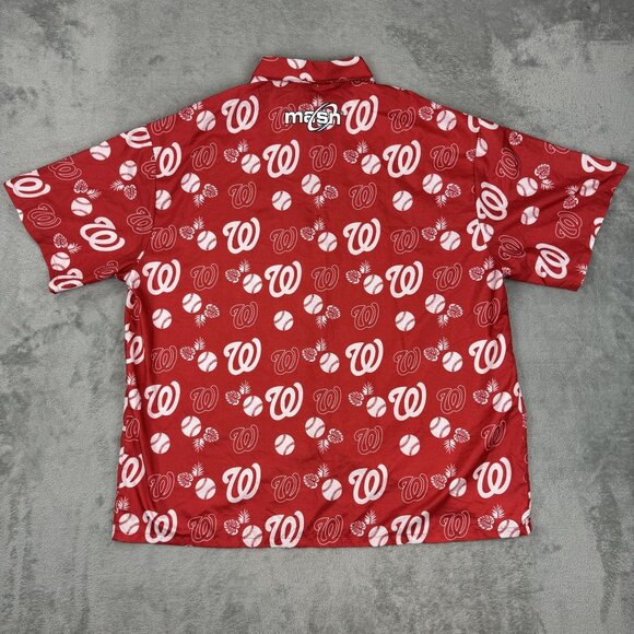 MLB Washington Nationals Shirt Mens Red Hawaiian Baseball Lightweight Button Up - Picture 5 of 8